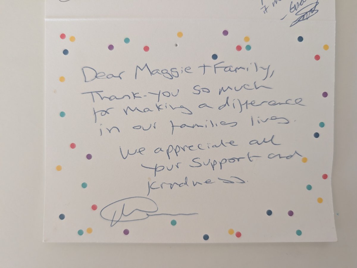 Handwritten thank you note from 2023